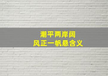 潮平两岸阔 风正一帆悬含义